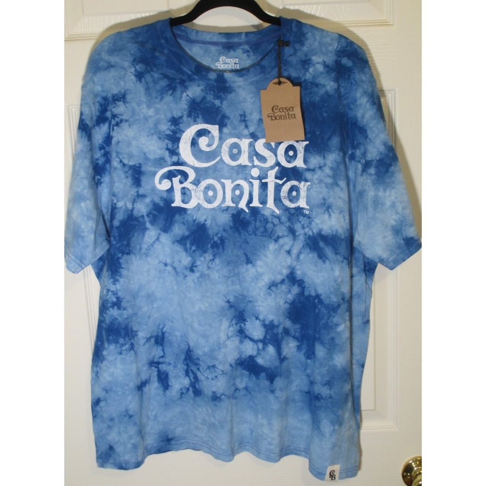 NEW Casa Bonita Spell Out Blue Tie Dye Tee XL SOUTH PARK NWT